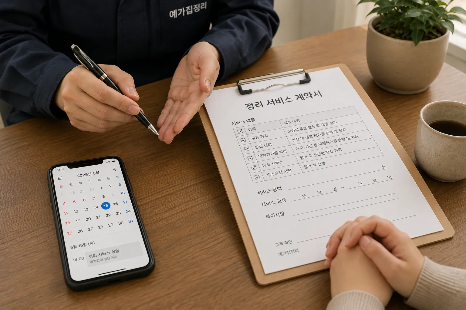 정리 서비스 상담을 표현한 임시 이미지