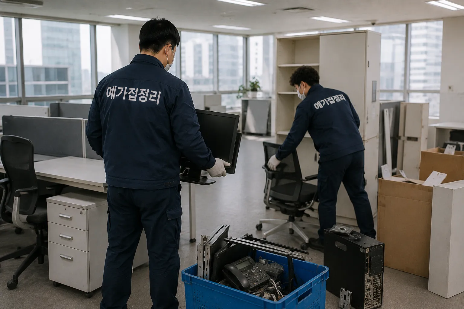 생활용품을 조심스럽게 분류하는 유품정리 이미지